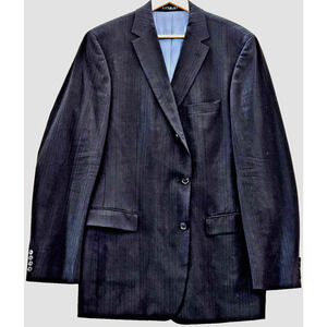 Hugo Boss Scorsese Suit Jacket Virgin Wool 3 Button Blazer Made in USA 44L Black